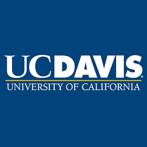 Blue background with text that reads UC Davis, University of California
