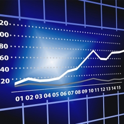 Line graph with blue background