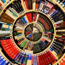 photo of books in a circular pattern