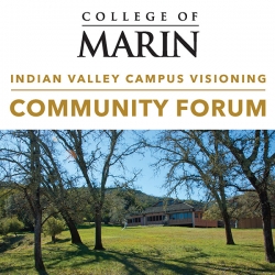 Photo of the Indian Valley Campus with COM logo and text that reads Indian Valley Campus Visioning Community Forum