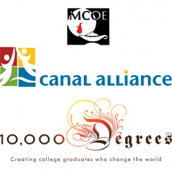 Marin County Office of Education, Canal Alliance, and 10,000 Degrees logos