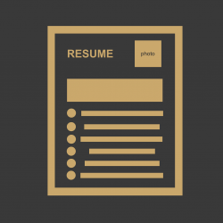 Black and gold icon of a resume
