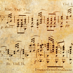 Sheet music on parchment paper