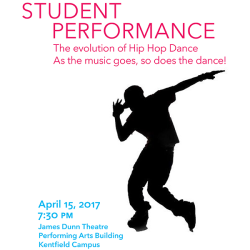 Silhouette of dancer with student performance information